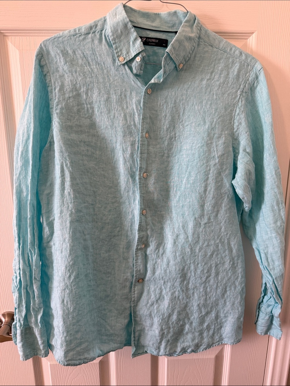 Daniel Cremieux Aqua Blue Linen Button-Down Shirt